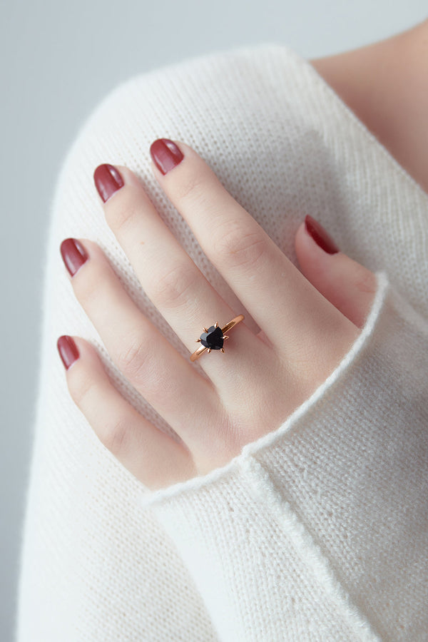 Karen Walker Cupid's Heart Ring Rose Gold Onyx