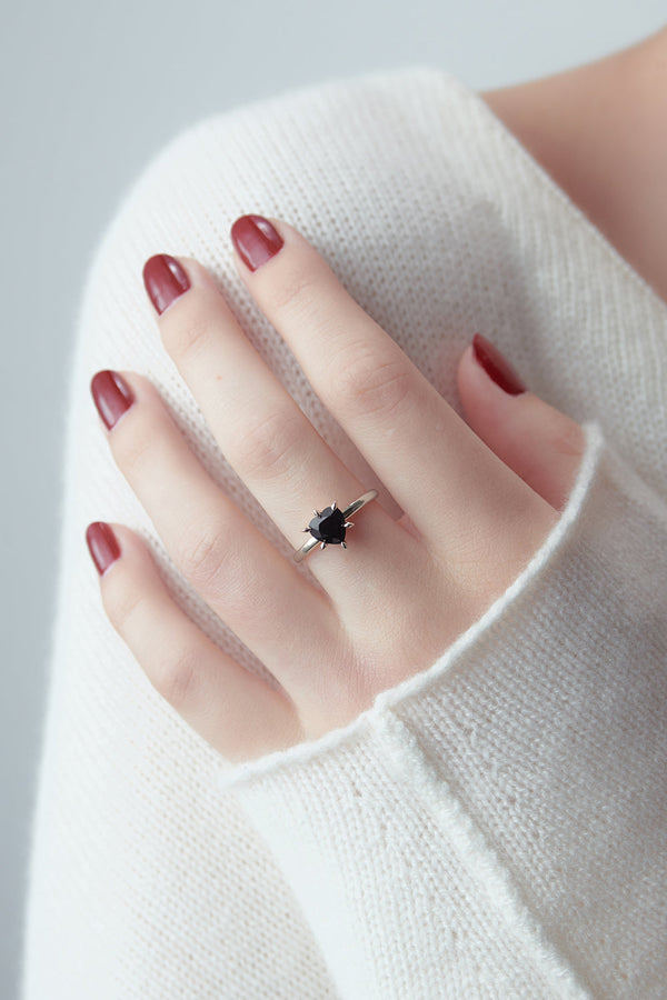 Karen Walker Cupid's Heart Ring Silver Onyx