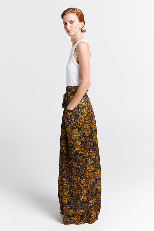 Karen Walker Curio Palazzo Pants Navy/Antique Gold