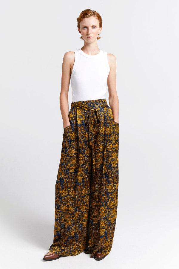 karen walker Curio Palazzo Pants Navy/Antique Gold