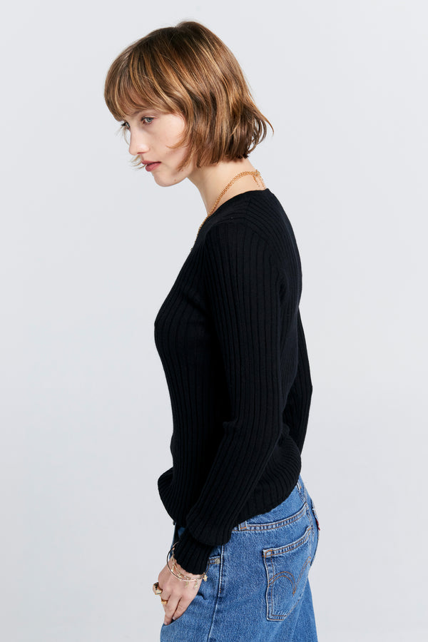 Karen Walker Dahlia Cashmere Long Sleeve Black