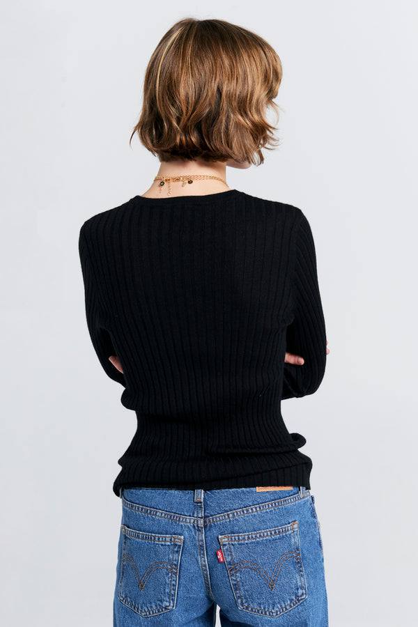 Karen Walker Dahlia Cashmere Long Sleeve Black