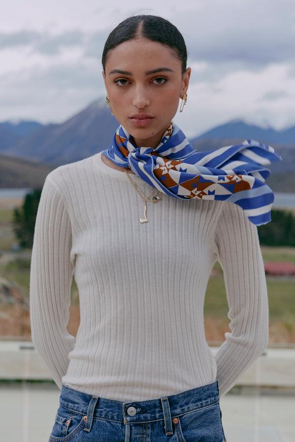 Karen Walker Dahlia Cashmere Long Sleeve Off-White