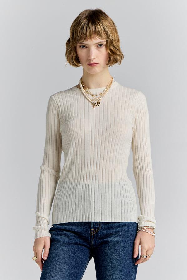 Karen Walker Dahlia Cashmere Long Sleeve Off-White