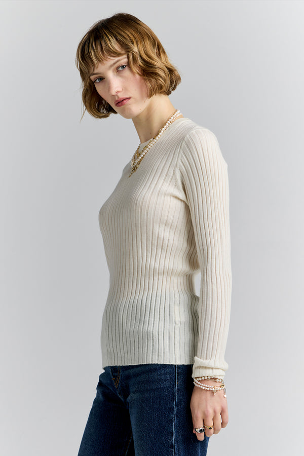 Karen Walker Dahlia Cashmere Long Sleeve Off-White