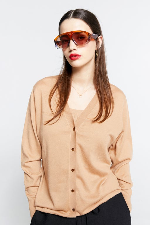 Karen Walker Daisy Cashmere Cardigan Camel