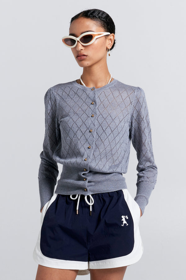 karen walker Dash Runaway Shorts Navy/Off-White