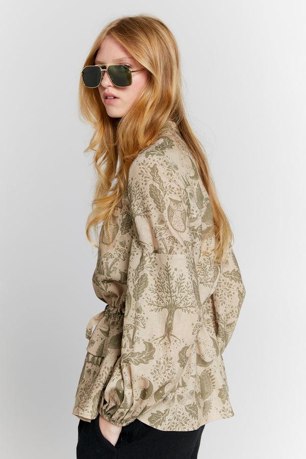 Karen Walker Discovery Shirt Natural/Herb Green