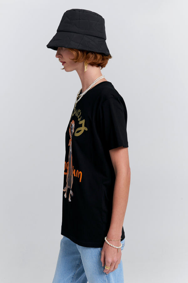 Karen Walker Dog Mum Organic Cotton T-Shirt Black