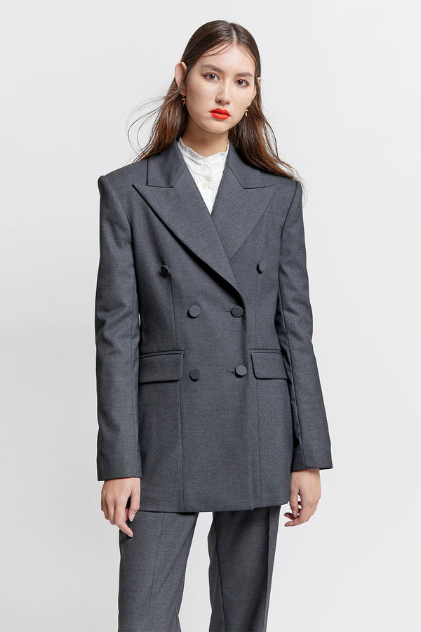 karen walker Double Breasted Blazer Dark Grey