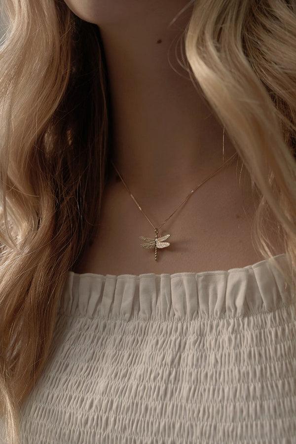 Karen Walker Dragonfly Necklace Rose Gold