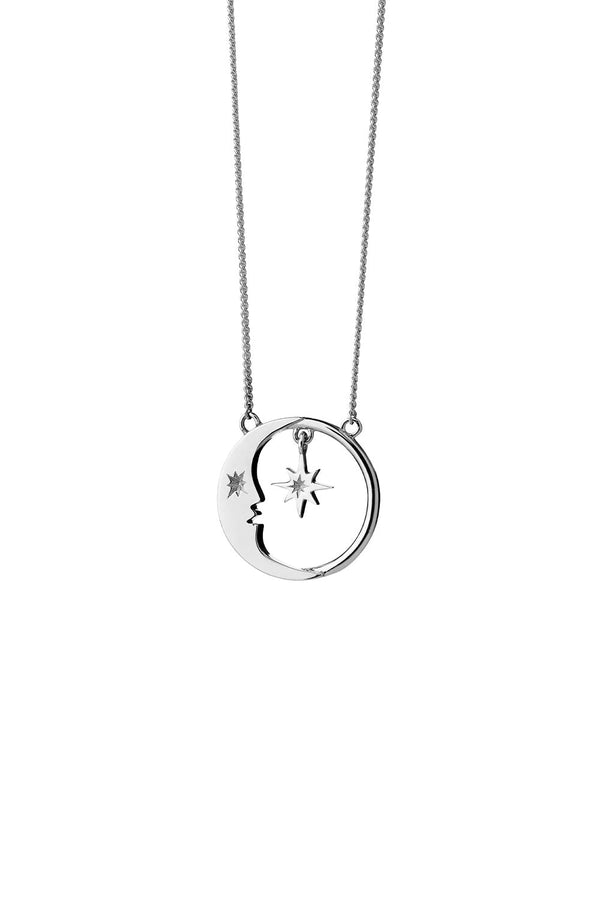 karen walker Eclipse Moon and Star Necklace Silver