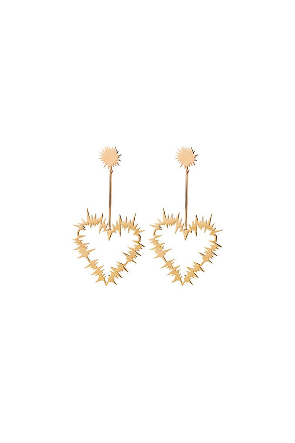 Karen Walker Electric Heart Drop Earrings Gold