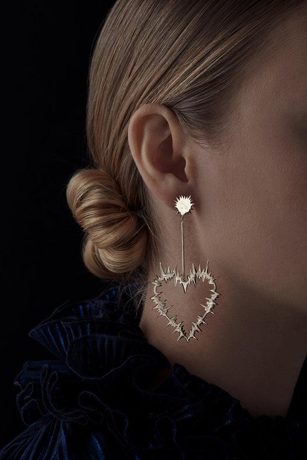 karen walker Electric Heart Drop Earrings Gold