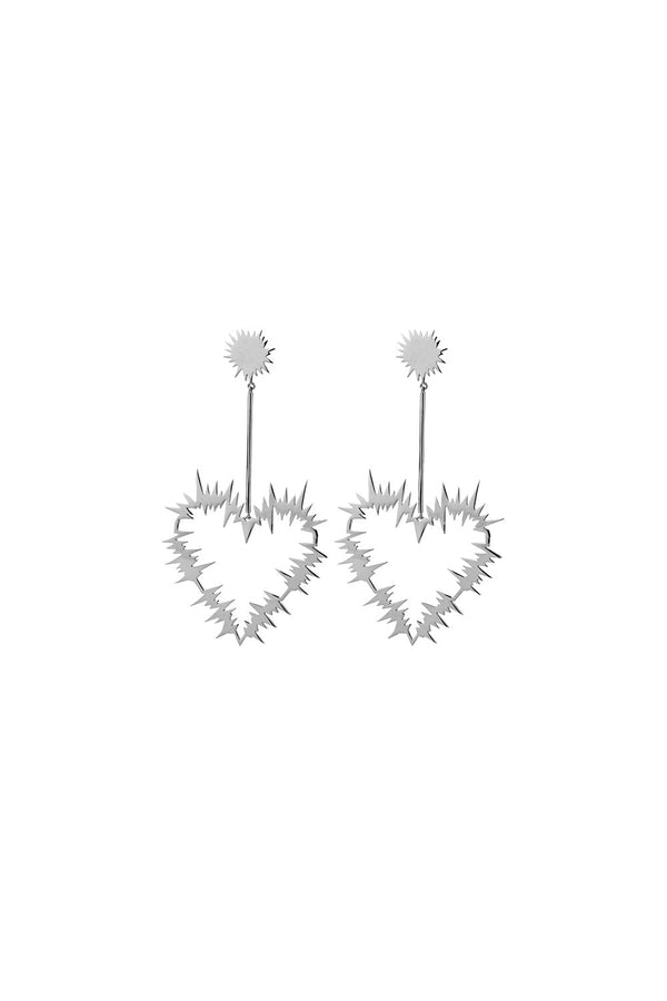 karen walker Electric Heart Drop Earrings Silver