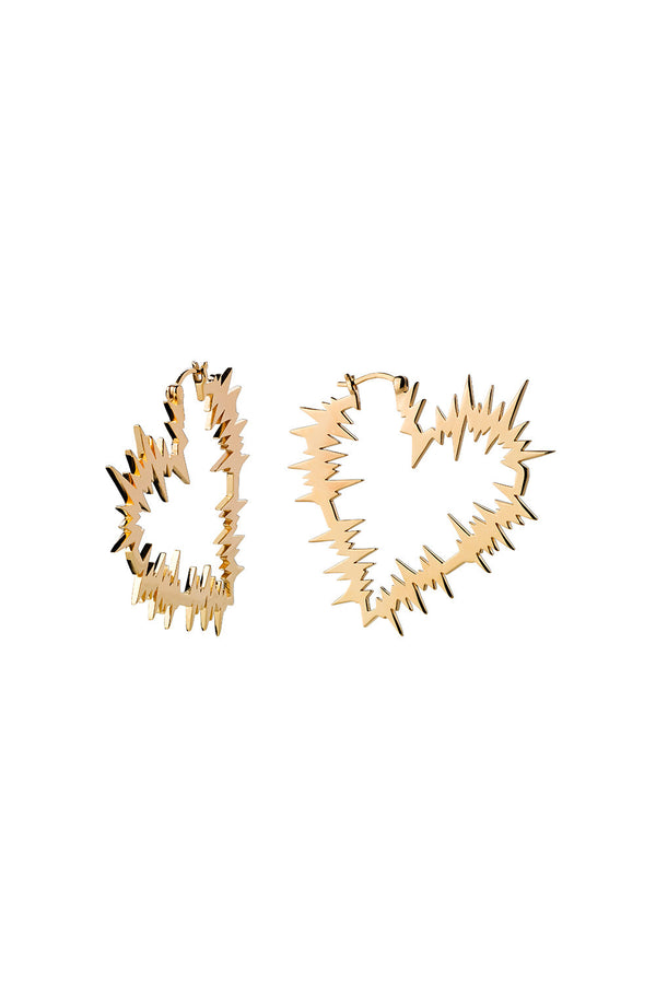 karen walker Electric Heart Hoop Earrings Gold