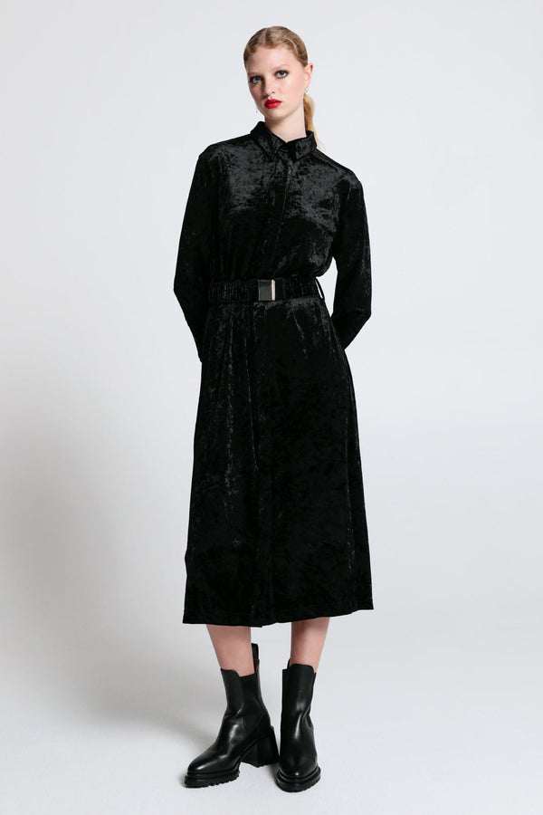 Karen Walker Electric Velvet Shirt Dress Black