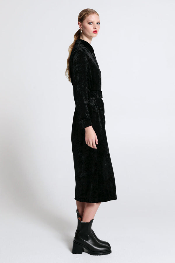 Karen Walker Electric Velvet Shirt Dress Black