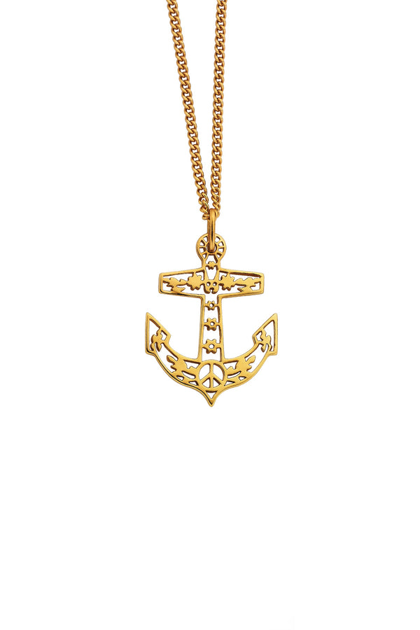 Karen Walker Filigree Anchor Pendant Gold