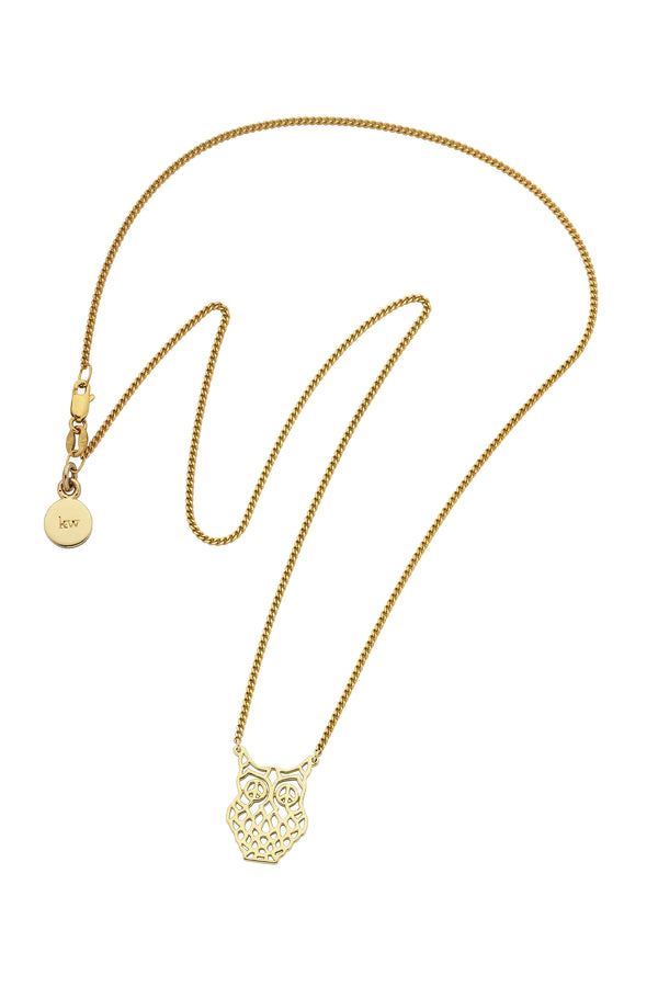 Karen Walker Filigree Owl Necklace Gold