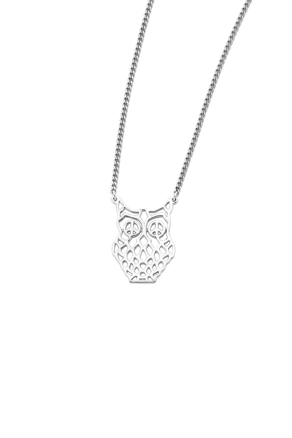 Karen Walker Filigree Owl Necklace Silver