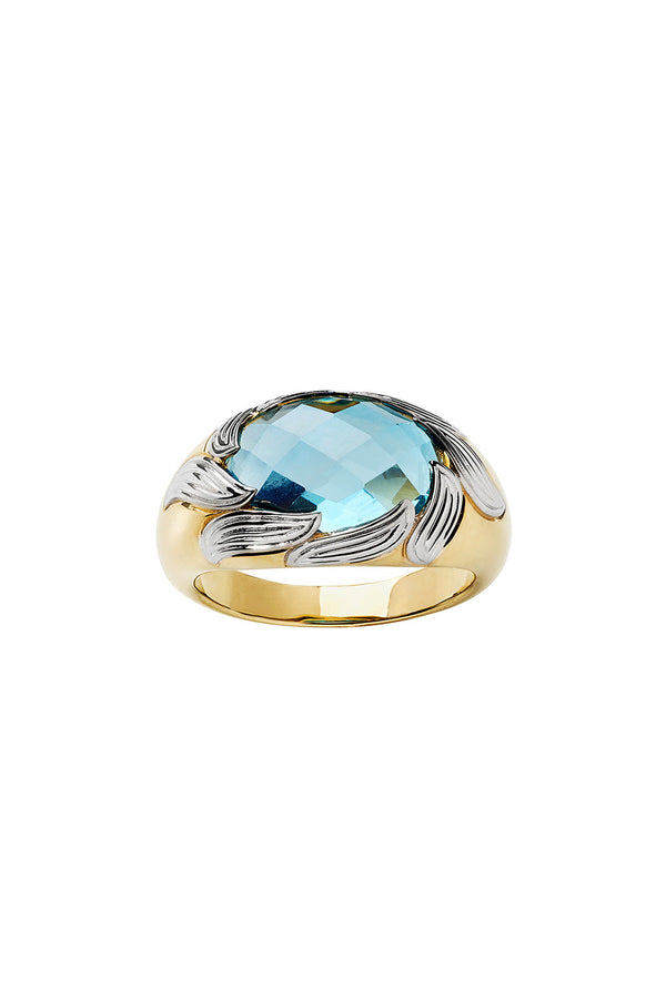karen walker Flame Cocktail Ring Gold & Blue Topaz