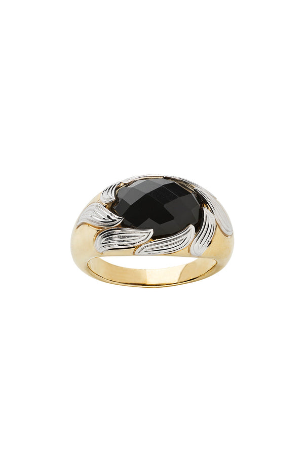 karen walker Flame Cocktail Ring Gold & Onyx