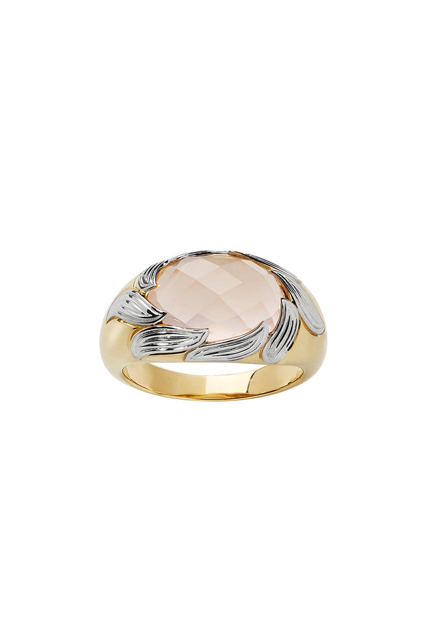 karen walker Flame Cocktail Ring Gold & Rose Quartz
