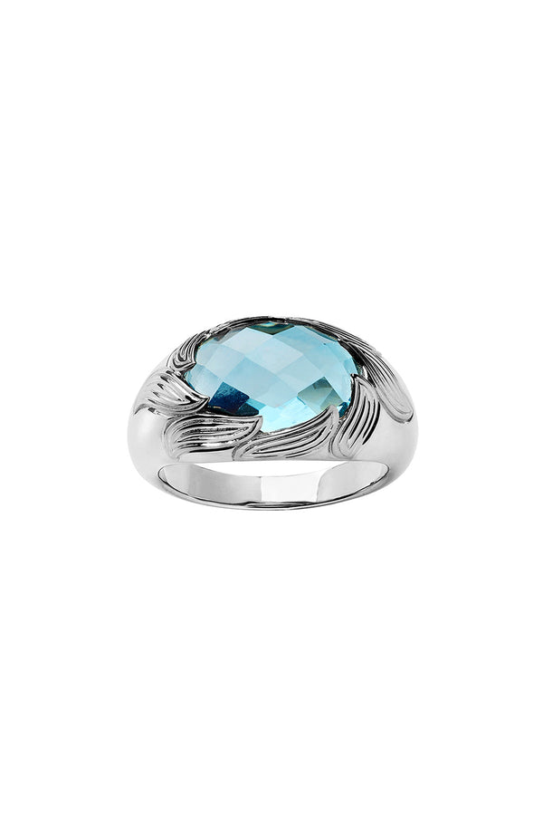karen walker Flame Cocktail Ring Silver & Blue Topaz