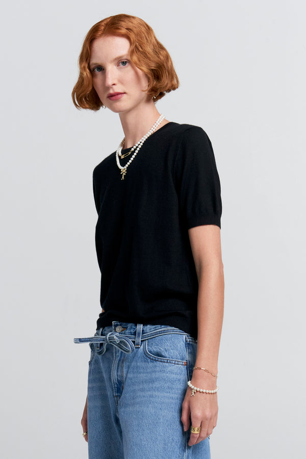Karen Walker Fleur Cashmere T-Shirt Black