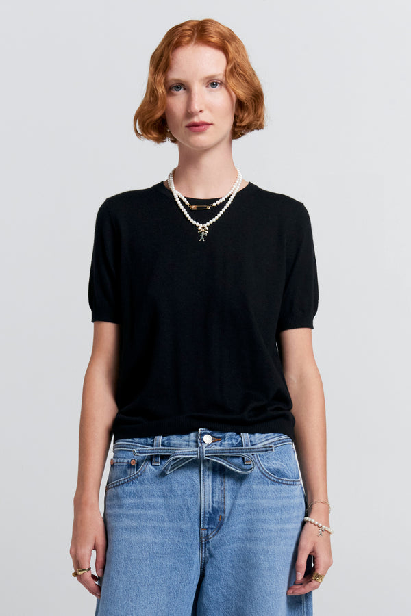 karen walker Fleur Cashmere T-Shirt Black