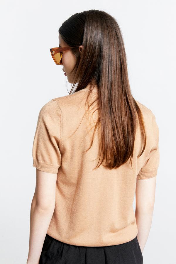 Karen Walker Fleur Cashmere T-Shirt Camel