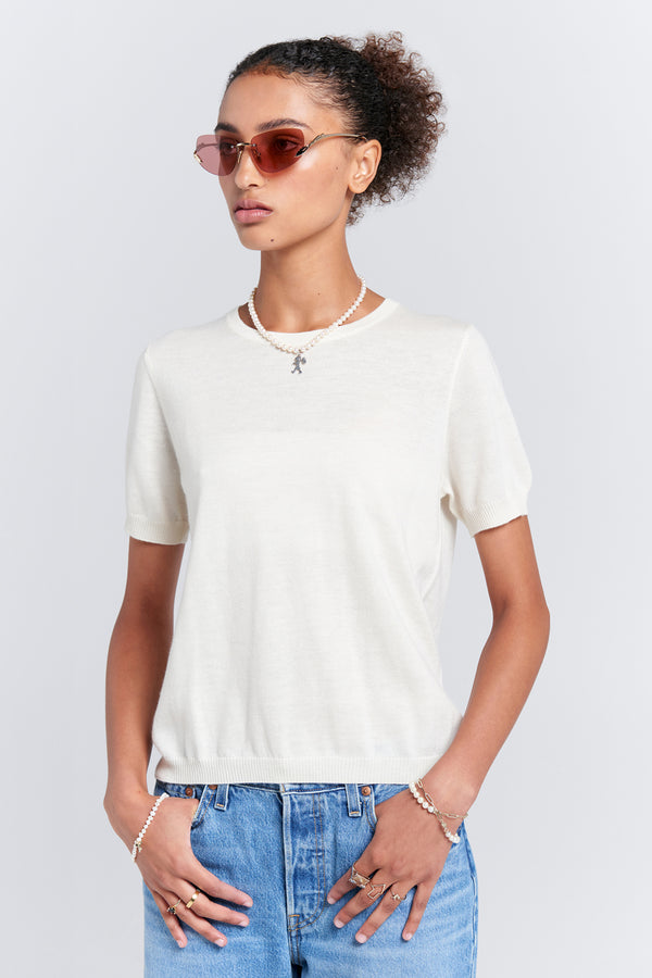 Karen Walker Fleur Cashmere T-Shirt Off-White
