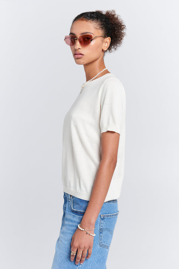 Karen Walker Fleur Cashmere T-Shirt Off-White