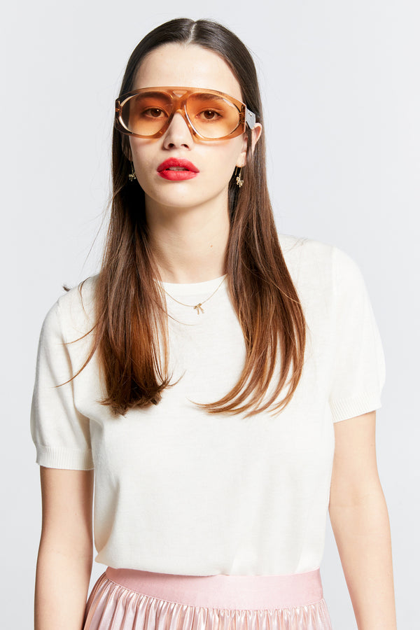 Karen Walker Fleur Cashmere T-Shirt Off-White