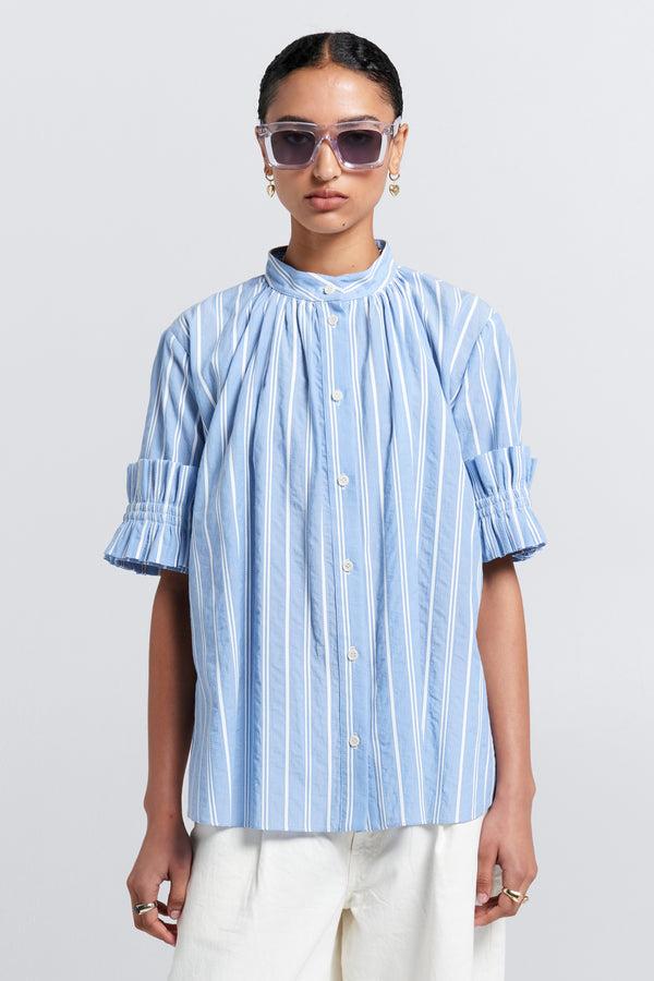 Karen Walker Floret Ruffle Shirt Blue