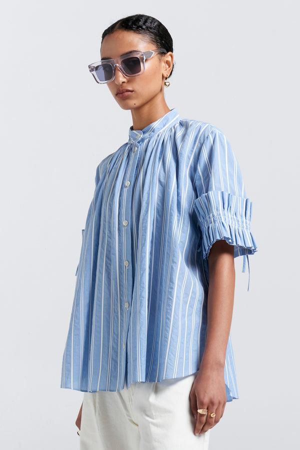 Karen Walker Floret Ruffle Shirt Blue