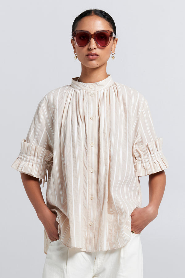karen walker Floret Ruffle Shirt Natural