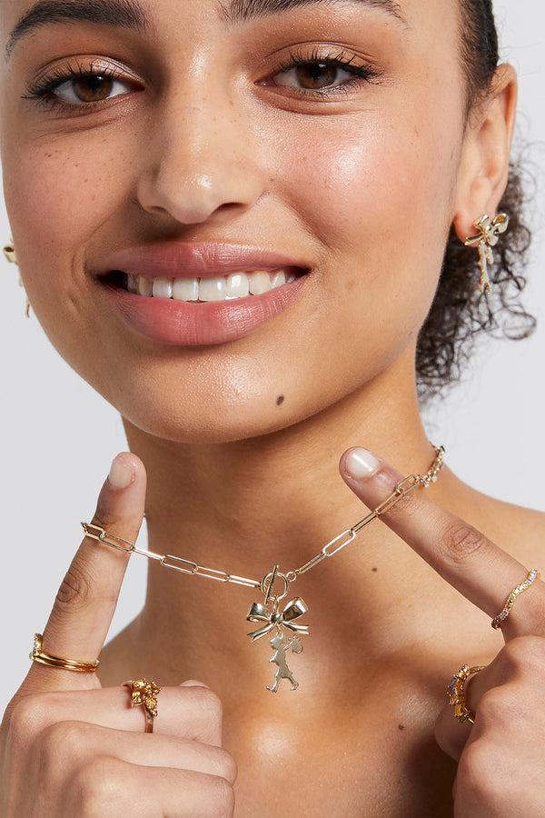 Karen Walker Girl With The Bow Necklace Gold