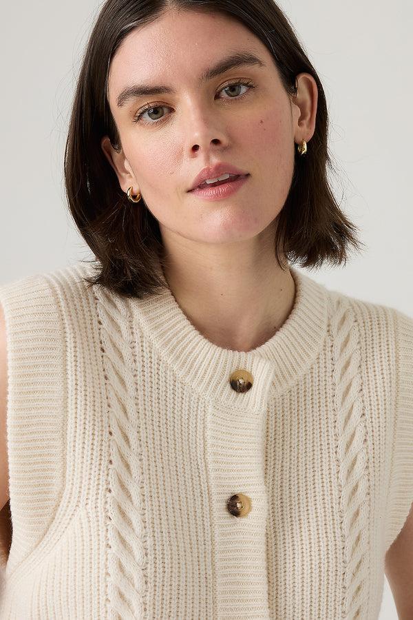 Karen Walker Ines Cable Sweater Vest Whisper White