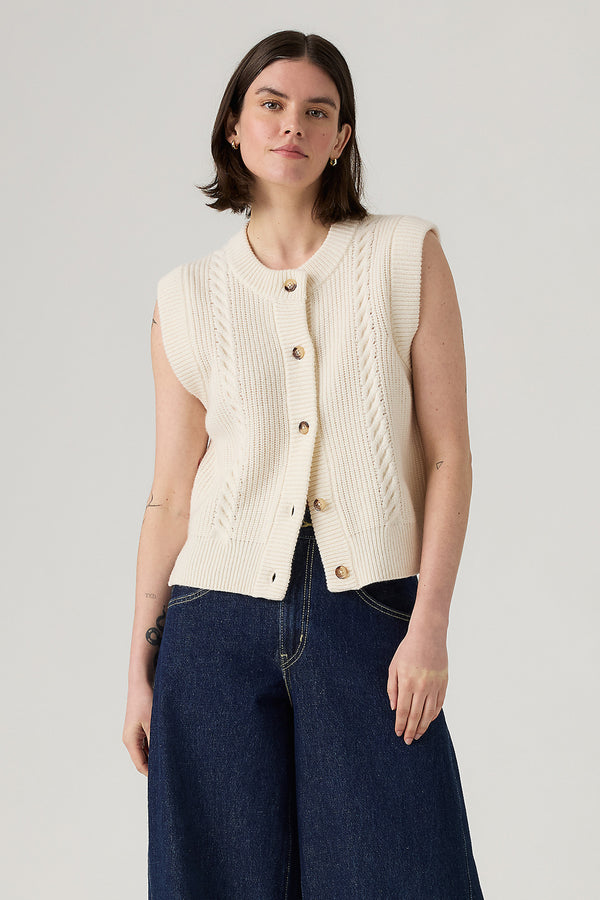 karen walker Ines Cable Sweater Vest Whisper White