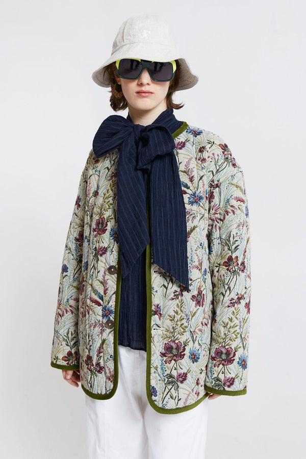 Karen Walker Jacquard Shop Coat Floral Cream