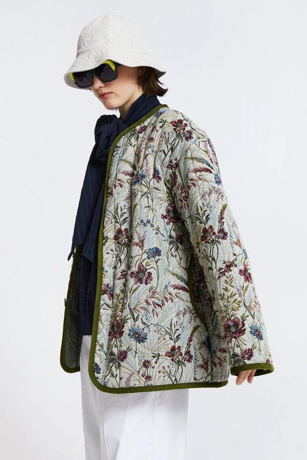 Karen Walker Jacquard Shop Coat Floral Cream