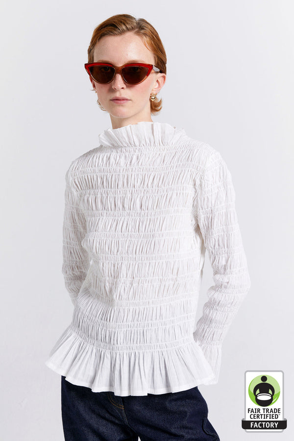 Karen Walker Keiko Organic Cotton Top Off-White