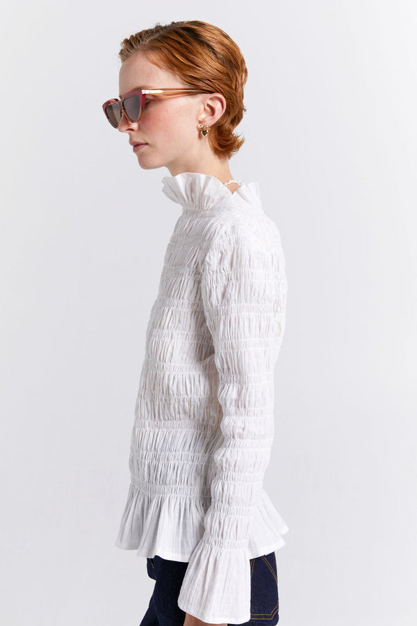 Karen Walker Keiko Organic Cotton Top Off-White