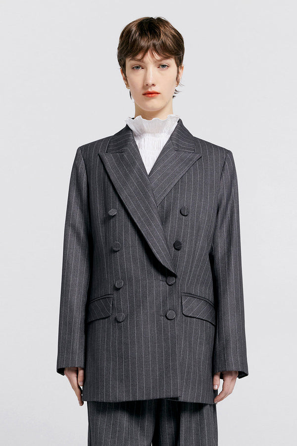 karen walker Kyoto Double Breasted Jacket Charcoal