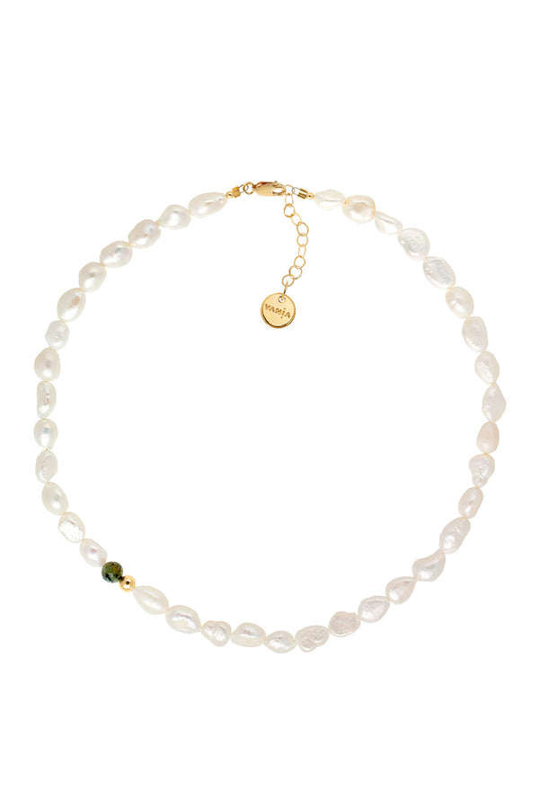 Karen Walker Large Pearl With Turquoise Necklace