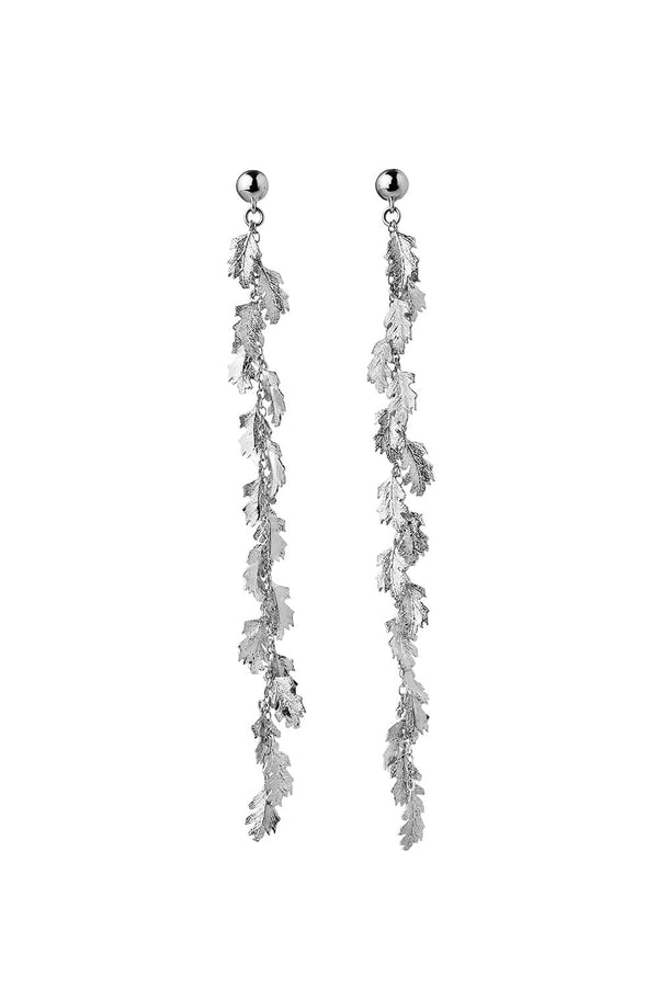 Karen Walker Leaf Drop Earrings Silver