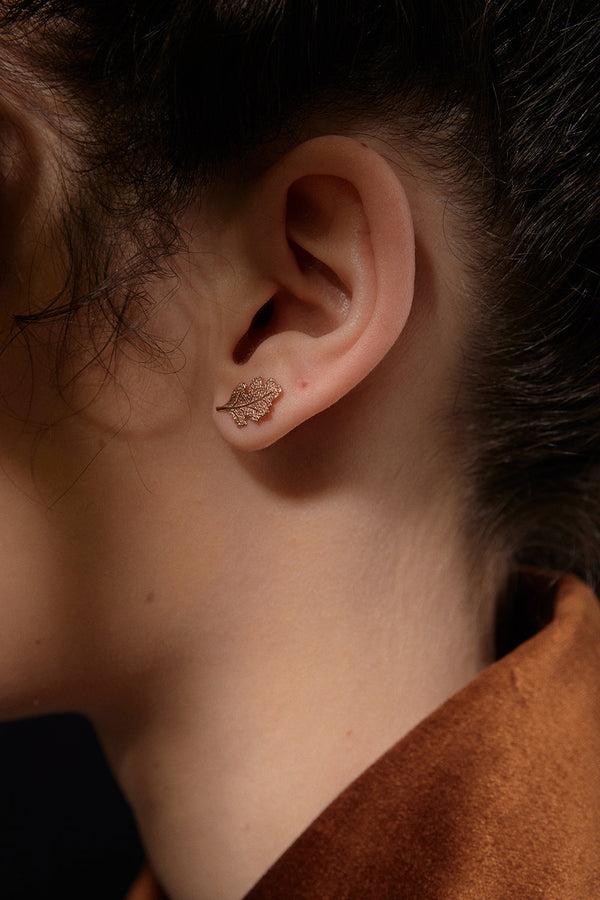 karen walker Leaf Studs Rose Gold