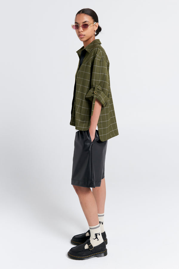 Karen Walker Long Maple Shorts Leatherette Black